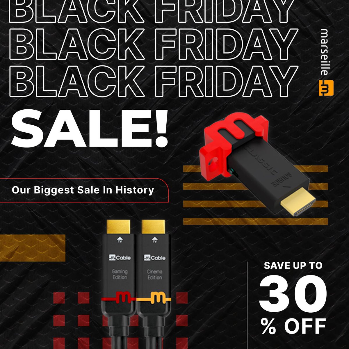 MarseilleInc's tweet photo. ❗OUR BIGGEST SALE EVER! ❗
Take advantage of our unbeatable Black Friday deals at https://t.co/6L9b0co7dx.
#MCLASSIC #MCABLE #GAMING #MOVIES #STREAMING #BLACKFRIDAYDEALS #BLACKFRIDAYSAVINGS #BLACKFRIDAY #CYBERMONDAYSALE #CYBERMONDAY #CYBERMONDAY2023 #BIGGESTSALEINHISTORY https://t.co/8hPHFQ7ICw
