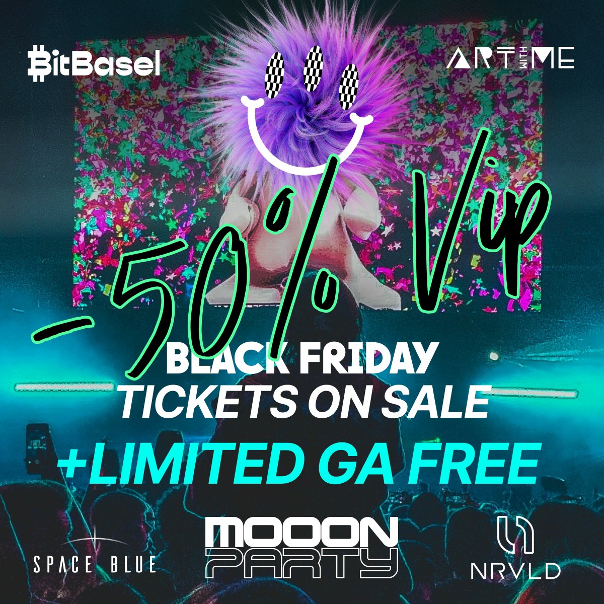 Black Friday Alert! Join us at lu.ma/mooon.party for FREE access &amp; 50% off all tickets! 

🎉 Don't miss Miami's most epic event on Dec 6th, set to be filmed and archived on the moon in 2024, then sold to Netflix! #BlackFriday #artbasel2023 #artbasel  #MoonParty 🚀🌕🎬