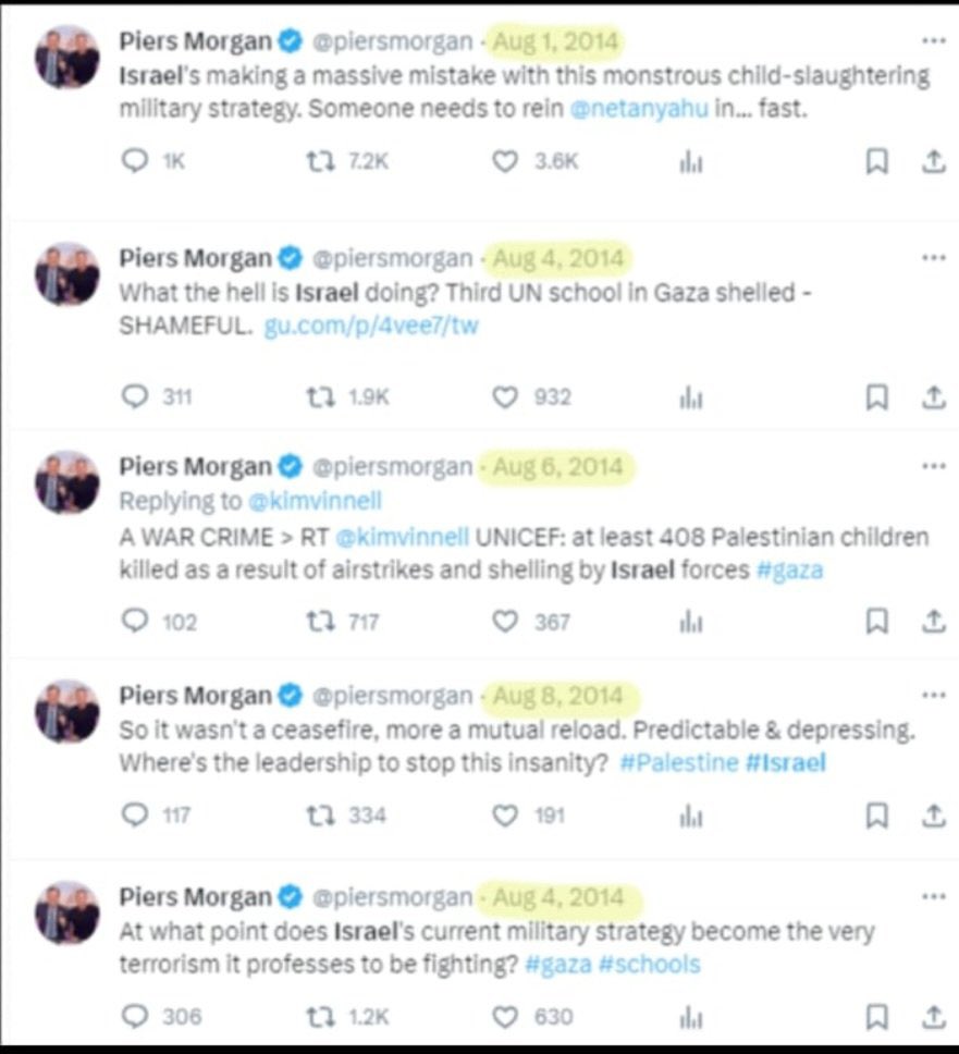 cjwerleman's tweet photo. Wow - @piersmorgan once sung a different tune about Israel. https://t.co/Akx8BXlwOb