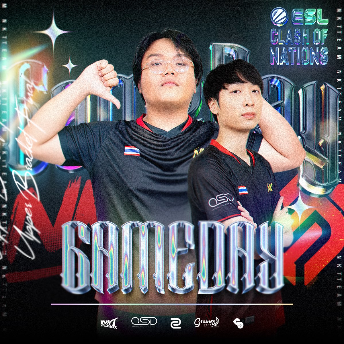 NKT_Esports's tweet photo. 𝗧𝗲𝗮𝗺 𝗡𝗞𝗧 𝘃𝘀 𝗙𝗨𝗟𝗟 𝗦𝗘𝗡𝗦𝗘 (𝗕𝗼𝟯)
รายการ 𝗘𝗦𝗟𝗖𝗹𝗮𝘀𝗵𝗼𝗳𝗡𝗮𝘁𝗶𝗼𝗻𝘀 รอบ 𝗠𝗮𝗶𝗻 𝗲𝘃𝗲𝗻𝘁
เวลาเริ่มการแข่งขันโดยประมาณ เวลา 13:30 น.
.
#TeamNKT #GoNKT #NKTWIN #Bartersmart #OSD #OSDcompany #ZOWIE #Grainey #ESLClashofNations #VALORANT https://t.co/oFRK9lFWcw