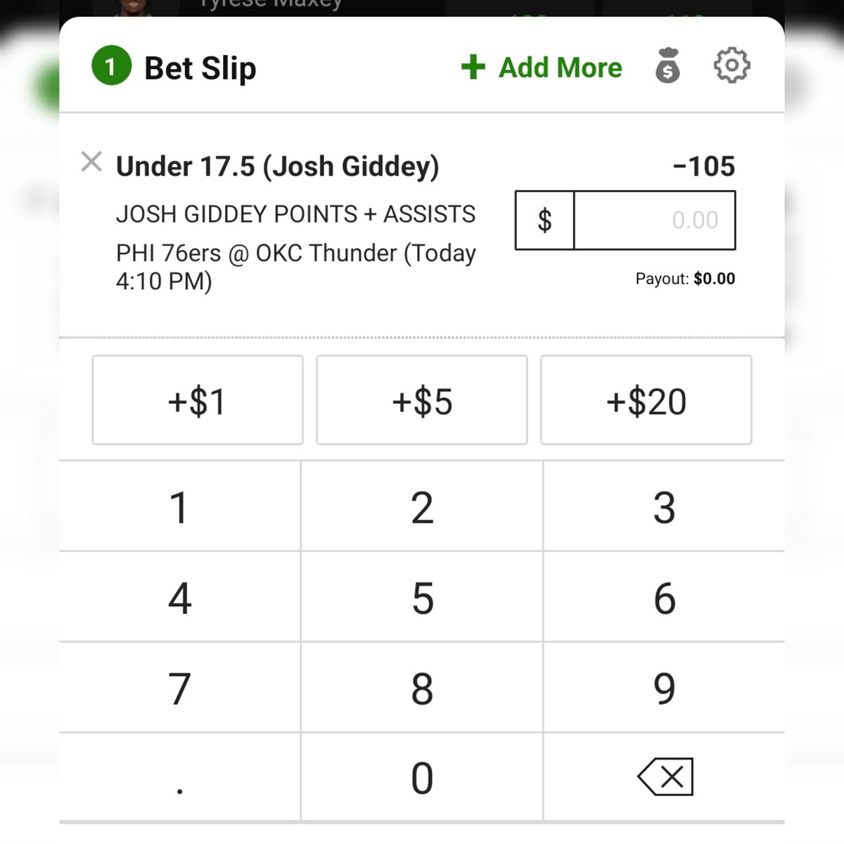 FadeTheseWagers's tweet photo. Josh Giddey under 17.5? 🔒 https://t.co/2AbbDjPbjO