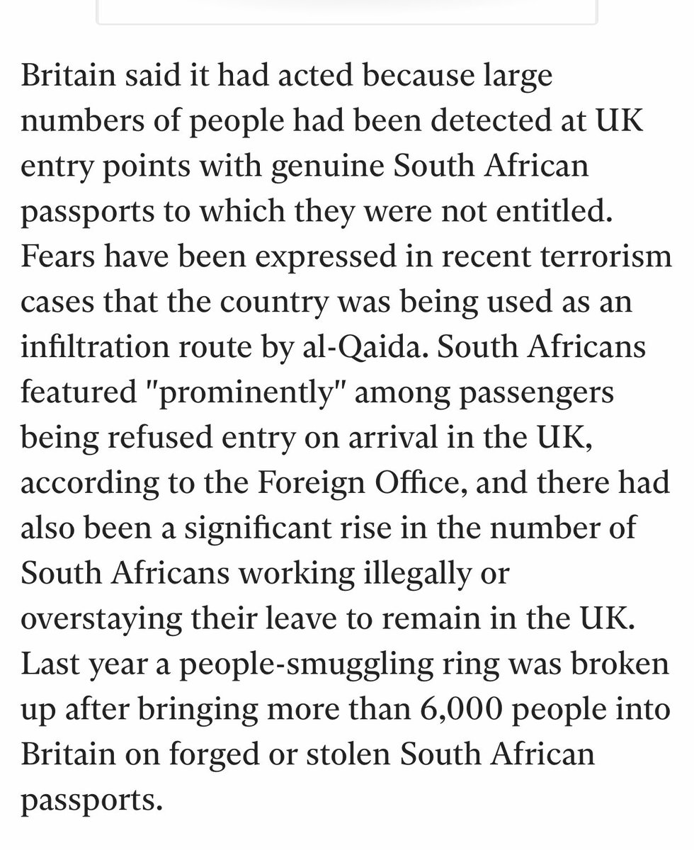 goolamv's tweet image. South Africans could fly  to United Kingdom visa free until 2010. It was stopped and  stringent visa requirements was imposed due to Nigerian, Pakistani  and other foreign nationals arriving in UK with  South African passports and never leaving again. The UK government warned the…