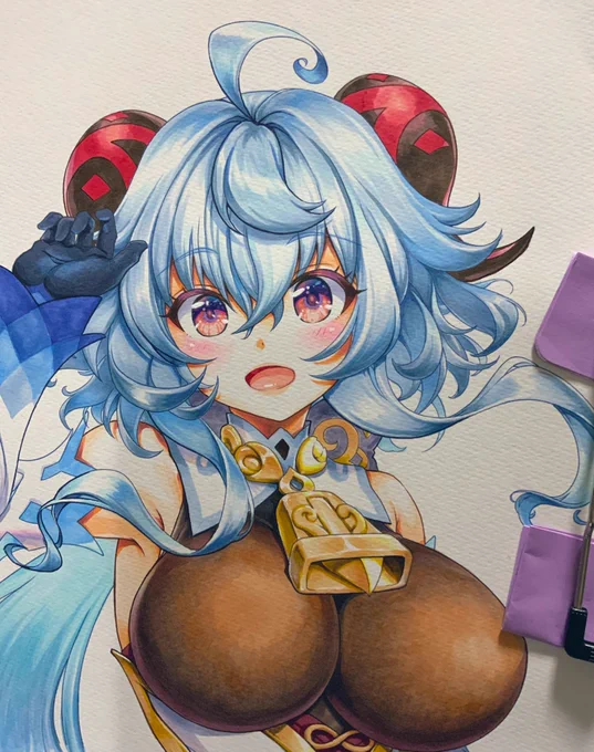 裏に透けてるの見るとなんか頑張ったなあと思う #COPIC #アナログ絵