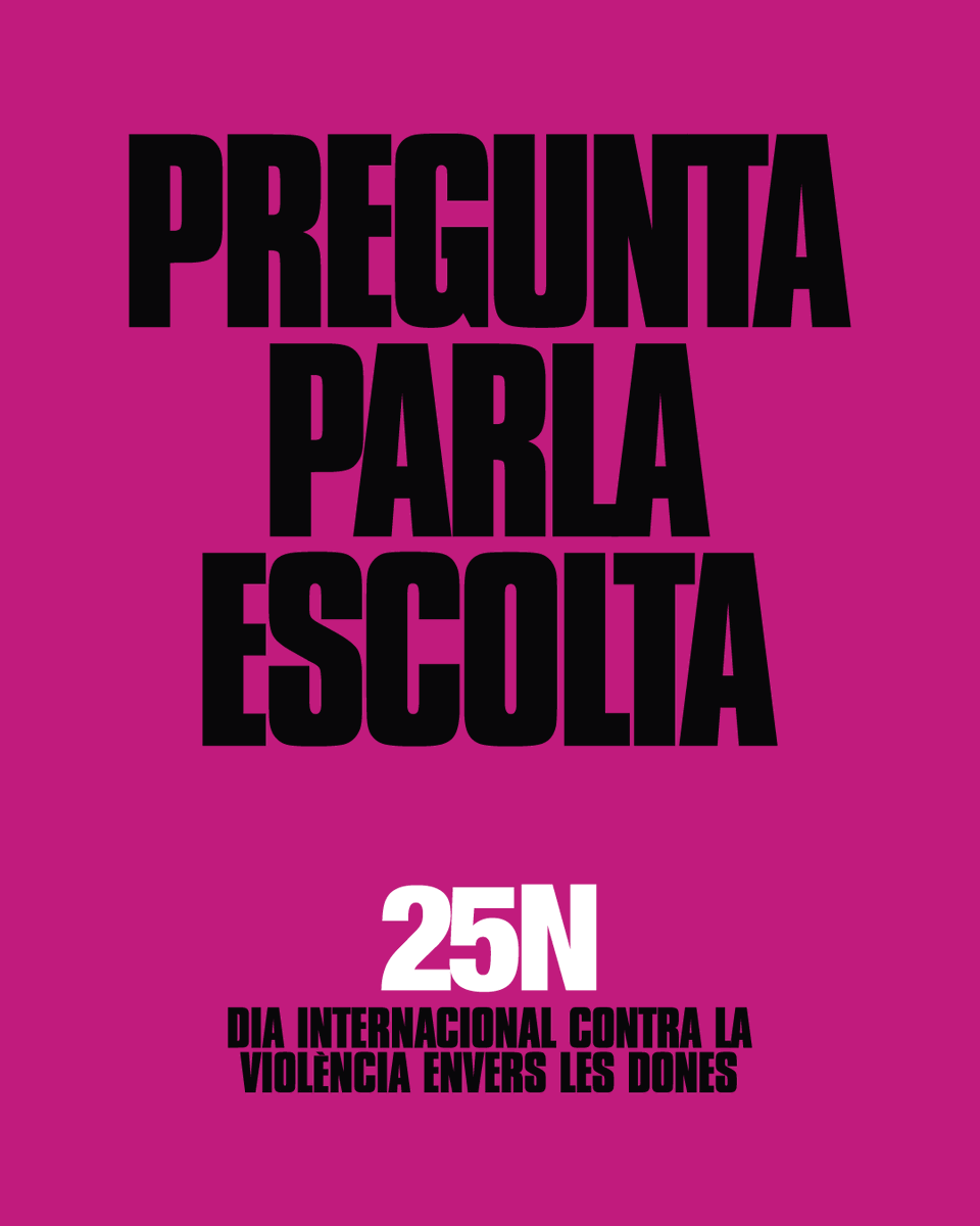 barcelonactiva's tweet photo. Avui commemorem el #25N, Dia Internacional per a l’Eliminació de la Violència contra les Dones.

🔛 Des de @barcelonactiva treballem per la prevenció i l’abordatge de qualsevol tipus de violència masclista i ens sumem a la iniciativa del @bcn_ajuntament 'Pregunta, parla, escolta' https://t.co/mfXiD1XZEH