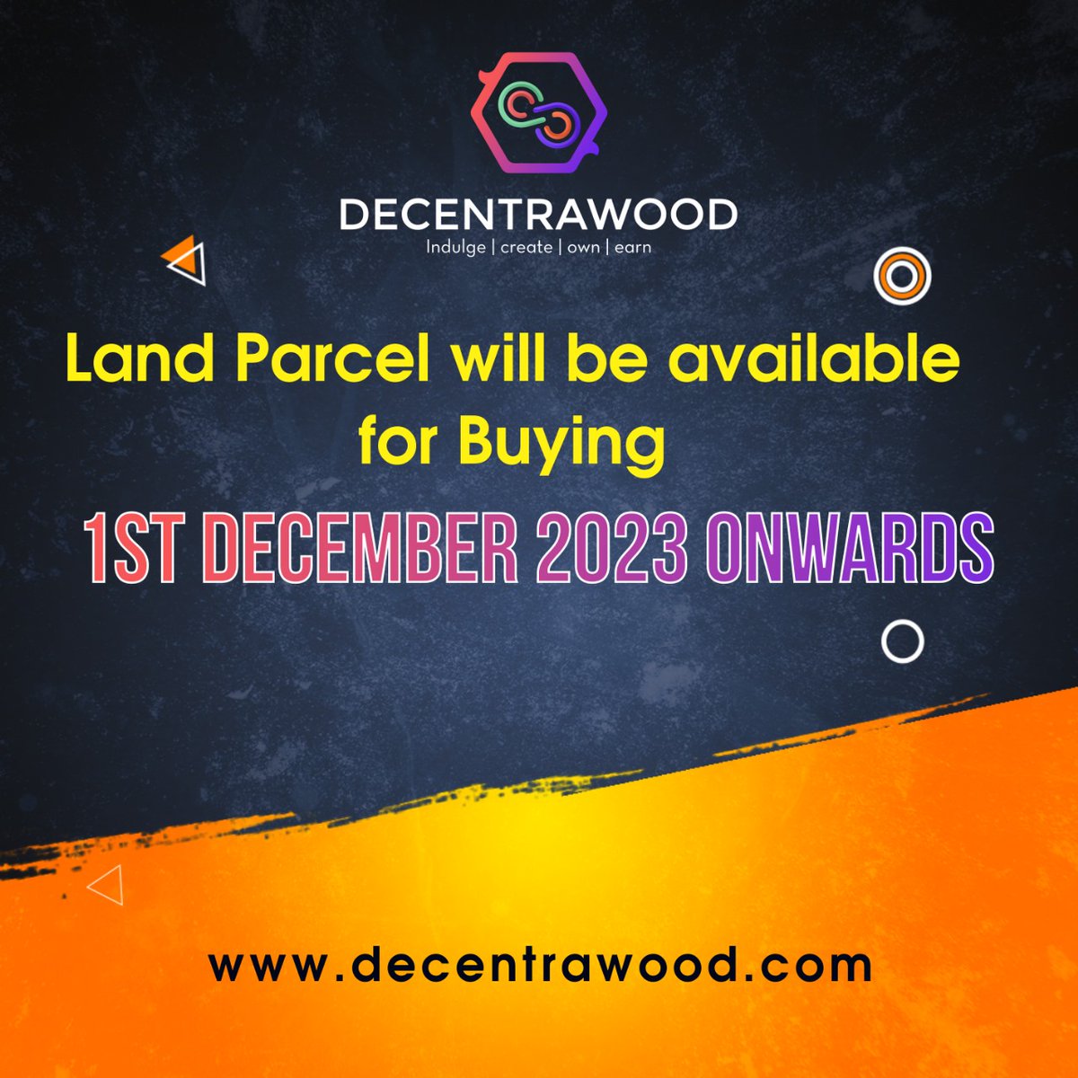*Mark your calendars! A prestigious land parcel will be opening for purchase on December 1st, 2023.* 

*Get ready to secure your piece of paradise and make your dreams come true. 🗓️🌅*

#Decentrawood #spiritualzone #ZONE #VirtualReality #explore #opening #landparcel