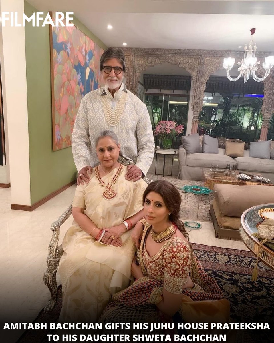 As per reports, #AmitabhBachchan has gifted his Juhu bungalow Prateeksha worth Rs 50 Crore to his daughter #ShwetaBachchan. ✨