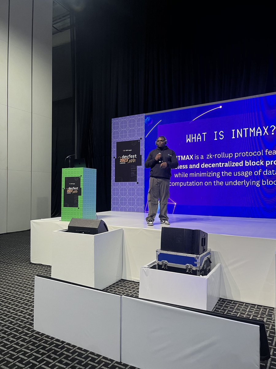 Jhoe0x's tweet image. Yesterday, I had the opportunity to present @intmaxIO to the largest developer gathering in West Africa, the #DevFestLagos2023 event. 
I spoke about our Stateless Zk-Rollup, a L2 scaling solution. And also our user friendly Intmax wallet. 
Looking forward to a productive day 2.