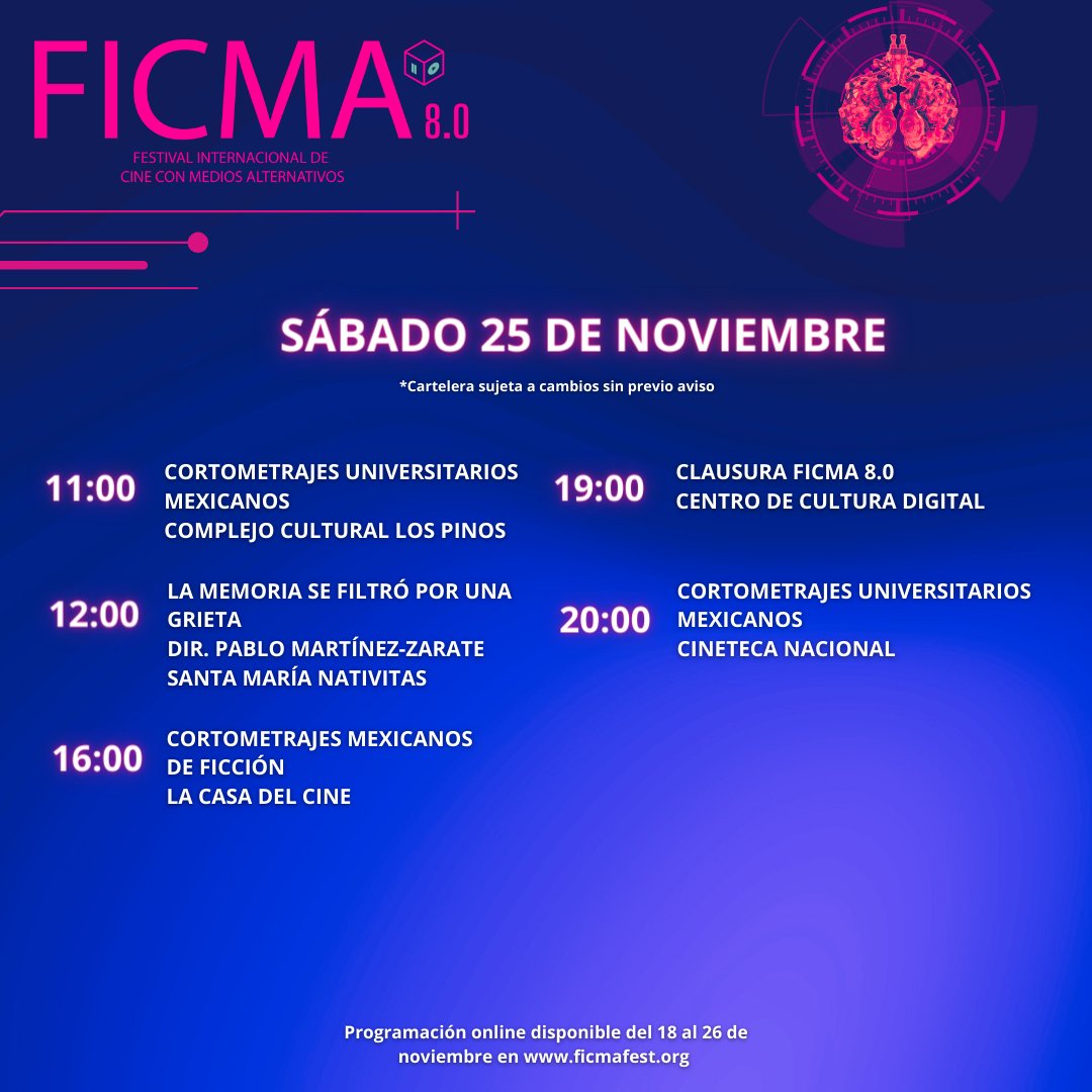 ficmafest's tweet photo. Acompáñanos en las actividades del día 8 de #FICMA 8.0

#FICMA8 #sinmiedoalasmáquinas #IA #tecnologia #audiovisual #cine https://t.co/yWw9C8qtlZ