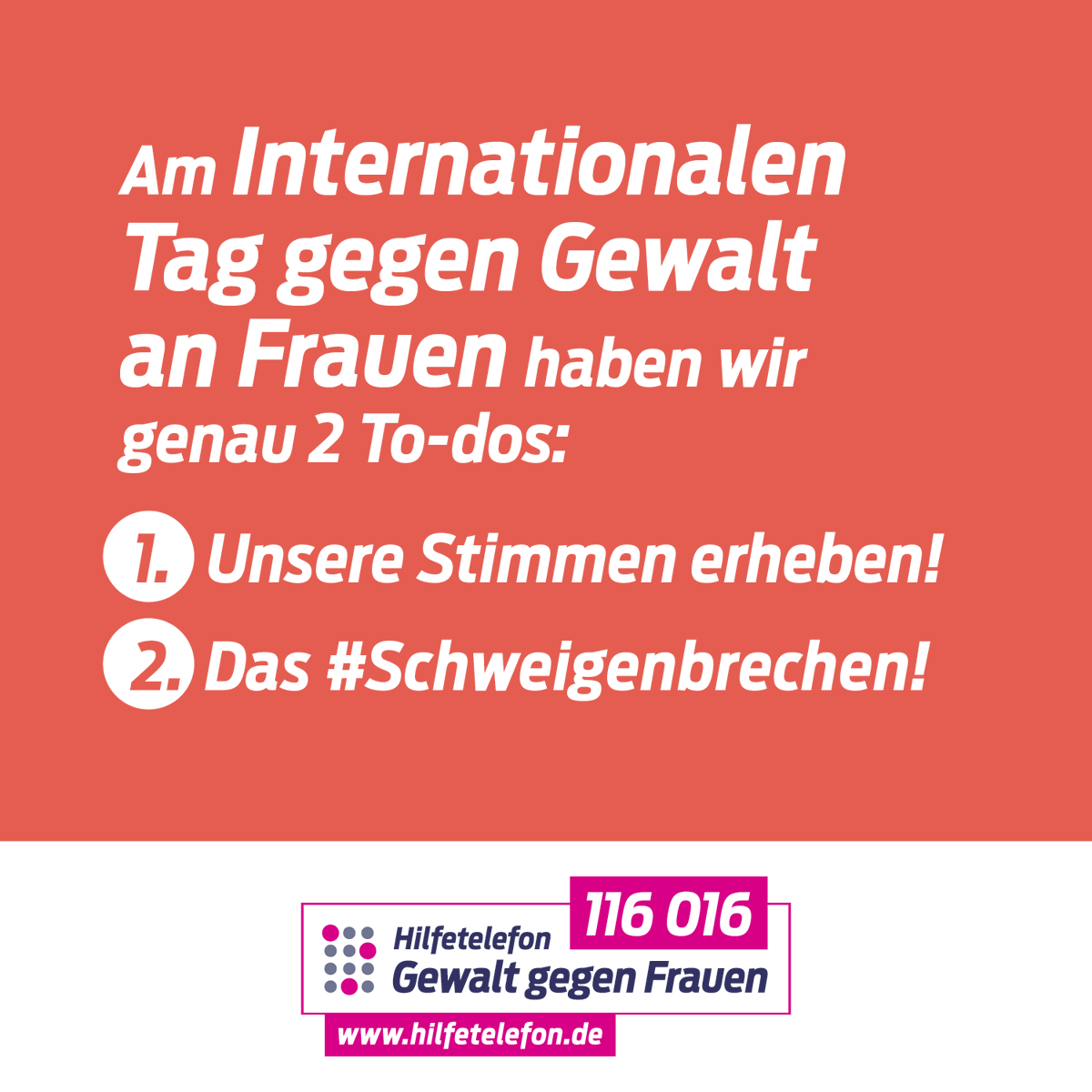 Heute ist #OrangeDay! Höchste Zeit zum #Schweigenbrechen! Nutzen Sie unser Aktionsschild, Shareable oder den Aktionsfilter und nehmen Sie an unserer Mitmachaktion teil. Alle Materialien und Infos unter: aktion.hilfetelefon.de