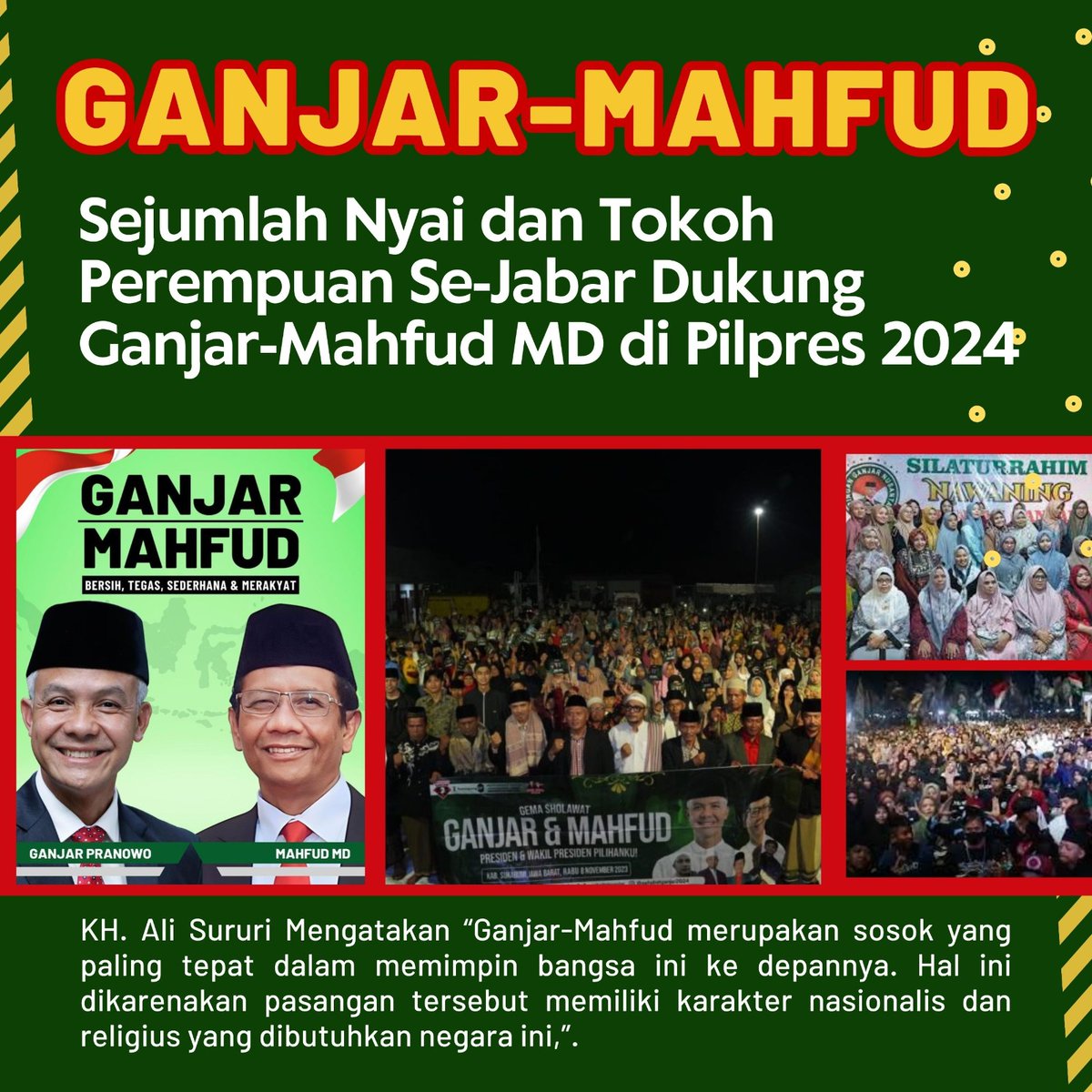 respectiontest's tweet photo. Sejumlah nyai dan tokoh perempuan se Jabar dukung ganjar mahfud di pilpres 2024
#GanjarMahfud2024 #ganjarpranowo #Mahfudmd https://t.co/8bDo62KCPr