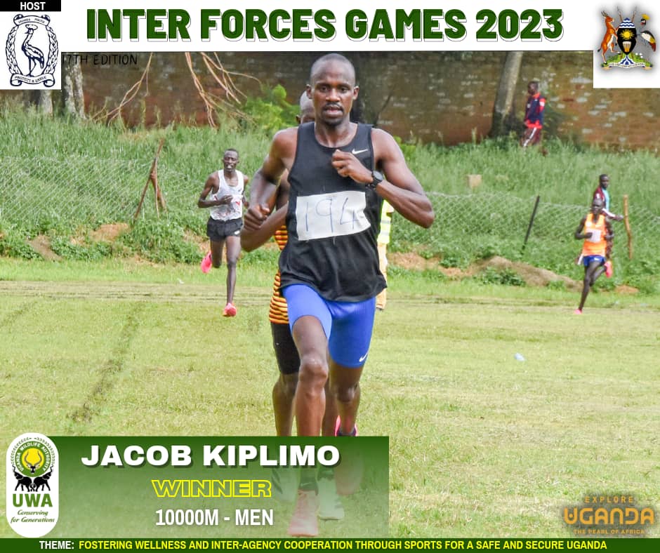 INTERFORCES GAMES 2023 Our very own Jacob Kiplimo @jacobkiplimo2 bags Gold🥇 for UWA in 10000M for men💪🏾💪🏾💪🏾 #Athletics