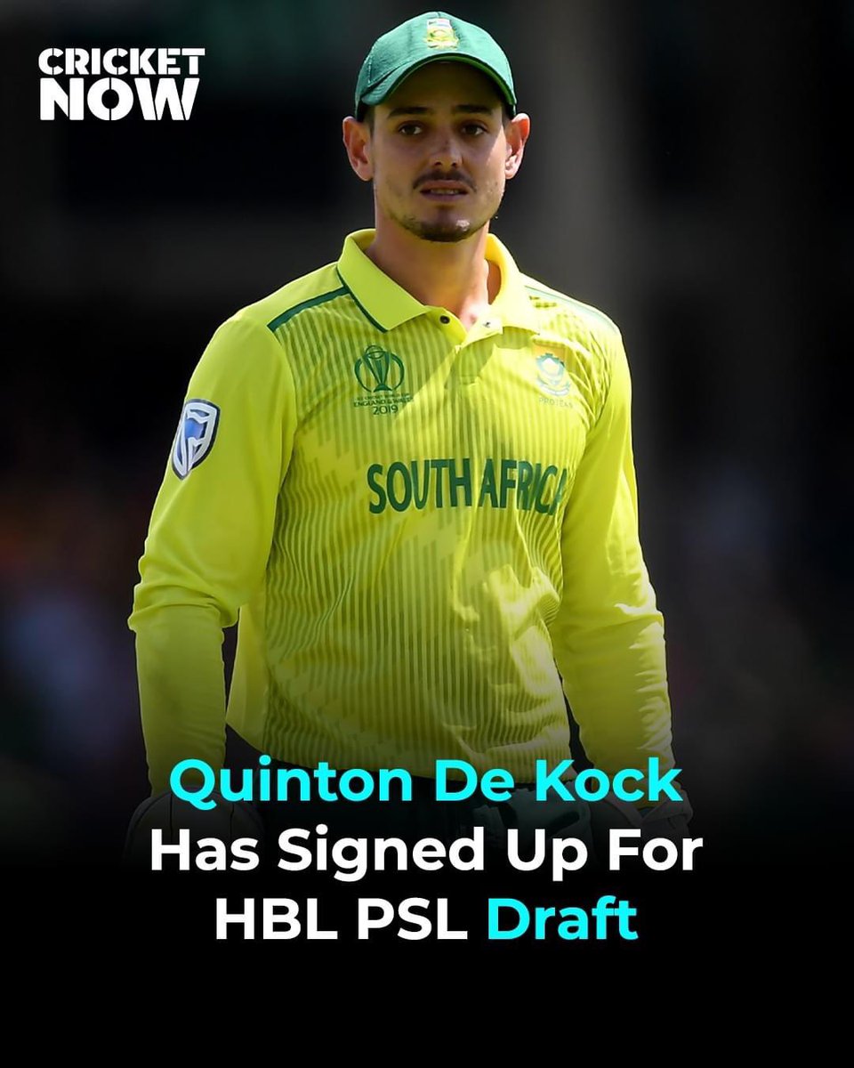 According to some sources 😱

Quinton De Kock has signed up for the PSL 9 Edition Draft

In which team you want to see him playing?

Mine: Quetta Gladiator 

#QuintonDeKock #PSL2024 
#PSL9Draft #PakistanCricket 
#CricketTwitter