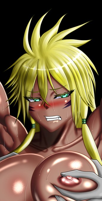 今日はハリベルさん描きました。背後から乳揉み、下からは指マンで責めてみたよ。 