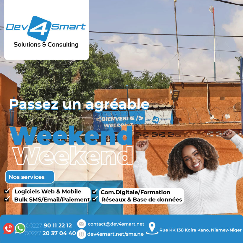dev4smart's tweet photo. Excellent week-end à tous.
🔗: https://t.co/gqfWjYlXMG
@dev4smart, pensez l'innovation !
#LogicielsSurMesure #SawkiSMS #SmartPay #DesignWebMobile https://t.co/1I6clsWdwu