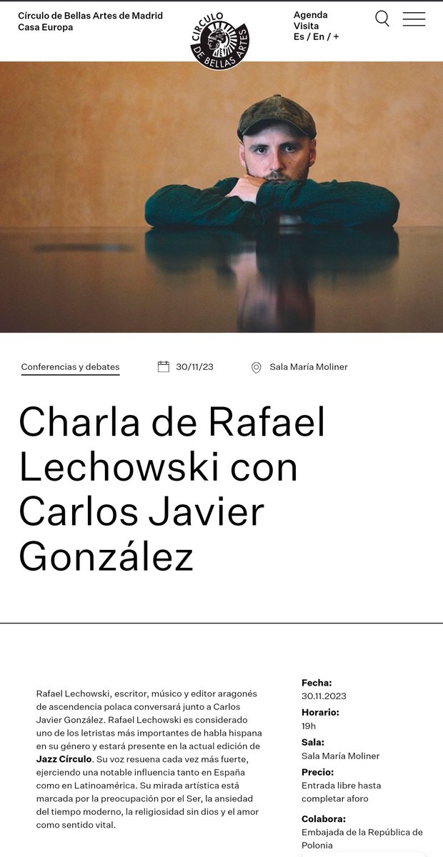 MADRID:

El 30 de noviembre sucederá esto de manera gratuita en la sala María Moliner del Círculo de Bellas Artes <a href="/cbamadrid/">Círculo de Bellas Artes - Casa Europa</a>.

Un alma a alma con mi apreciado <a href="/Aspirar_al_uno/">Carlos Javier González Serrano</a> 

También será retransmitido vía Streaming para el mundo a través de
youtube.com/live/dTDbJuDM0…