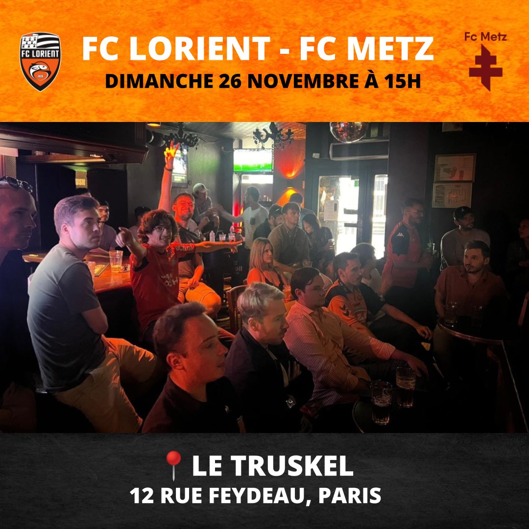 Les <a href="/MerlusDeParis/">Les Merlus de Paris</a> se retrouvent au <a href="/truskelclub/">Truskel Microclub</a> ce dimanche à 15h pour un match clé de la saison du <a href="/FCLorient/">FC LORIENT 🐟</a> 

#FCLFCM #FCLorient #Lorient