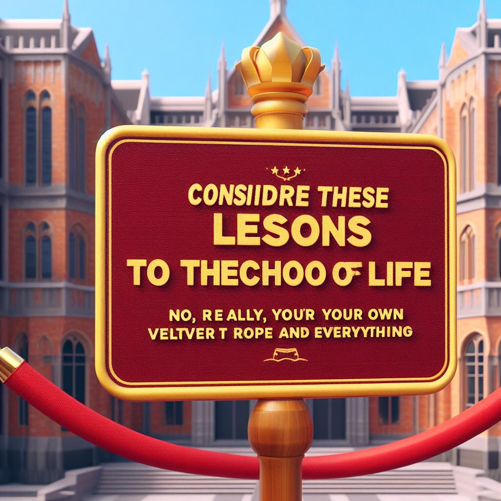 roihalcyona's tweet photo. Get ready to rock the red carpet of life with these lessons β your VIP pass to the School of Life comes with a velvet rope and all the wisdom glitz. Paparazzi might mistake you for the next wisdom icon! ππ #LifeVIP #RedCarpetWisdom #VelvetRopeEnlightenment https://t.co/NlxCMeHyjC