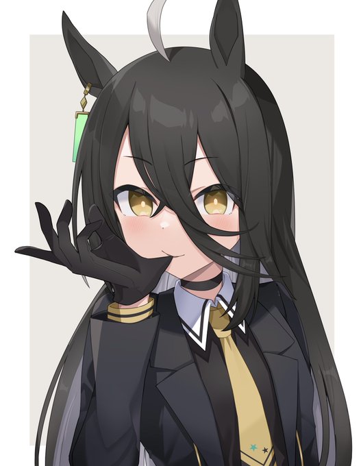 黒手袋を口で摘むカフェです...!!#ウマ娘 #マンハッタンカフェ 