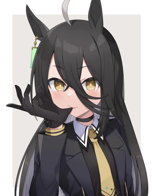 黒手袋を口で摘むカフェです...!!#ウマ娘 #マンハッタンカフェ 