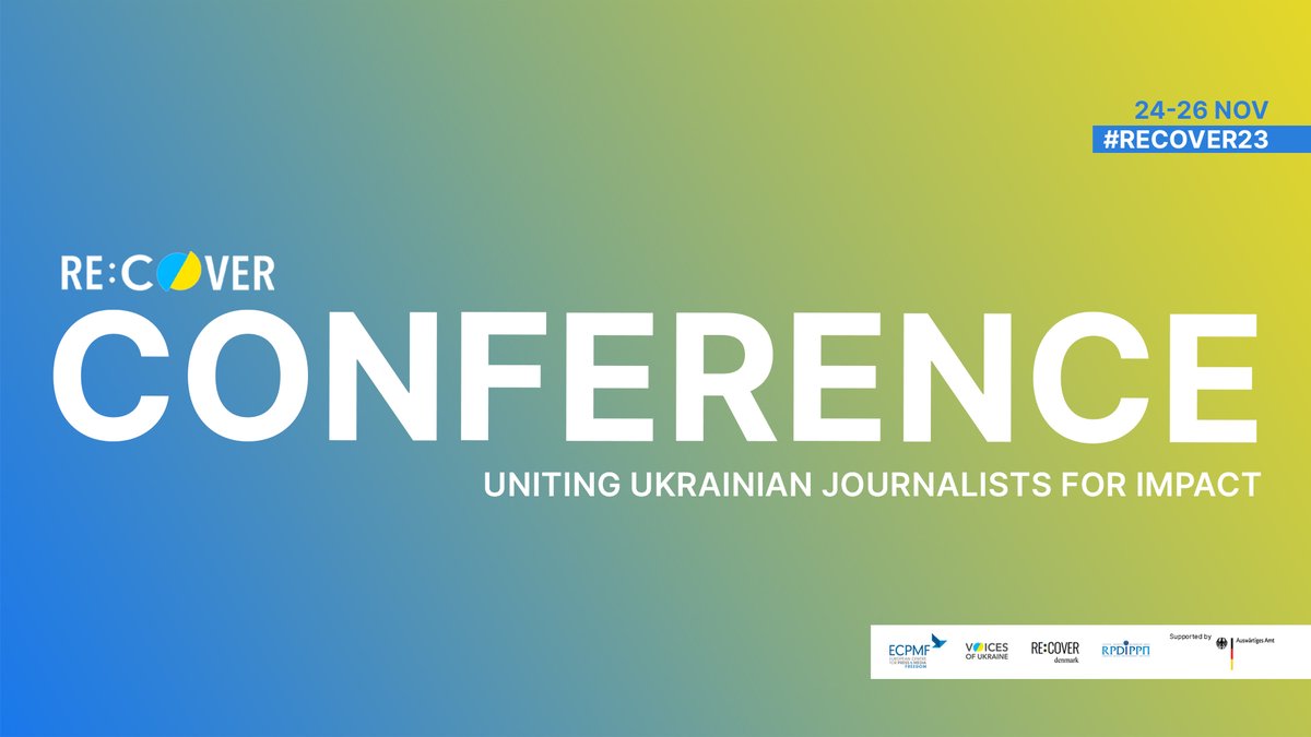 ECPMF's tweet photo. We know it's Saturday, but in case you would like to learn something new about reporting on war in #Ukraine, check out the livestream from our #ReCover23 Conference in Krakow.
We are streaming in 2 languages!
🇬🇧 https://t.co/n2u862ROXL
🇺🇦 https://t.co/YsA60s8aZv https://t.co/2Fw8cKY19F