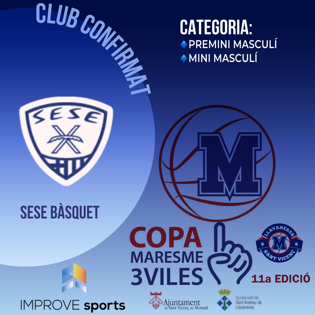 SESE BÀSQUET

El Club <a href="/sese_basquet/">SESE Bàsquet</a> de Barcelona, torna aquest any al Torneig, participant a les categories premini i mini masculí.

Estem segurs que gaudirem plegats del bàsquet i dels bons moments compartits!

#CopaM3V #Llavaneres #SantVicençdeMontalt