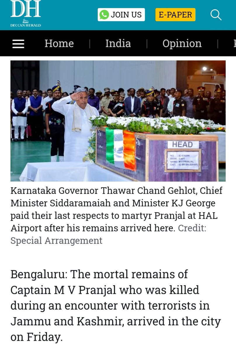 iamsmzaman's tweet image. Forget paying last respects, PM hasn&apos;t even tweeted about martyr #CaptainPranjal 

Respect @siddaramaiah 🙏 &amp;amp; @INCKarnataka