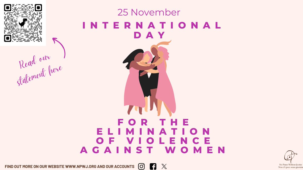 Today 25th of November, NPWJ celebrates the international day for the Elimination of violence against women. Read our statement and find out more about our projects on our social media accounts or on our website npwj.org #WomensRights #RaiseAwarenessEndViolence