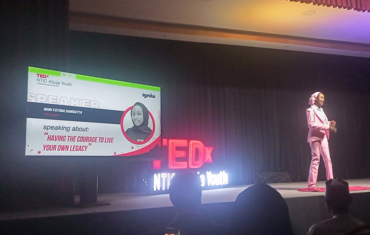 MLimanti's tweet photo. #TEDxNTICAbujaYouth Mimi Dambata is on stage... Speaking on the topic: Having the courage to Live your own Legacy. https://t.co/CyDHSQFVQv