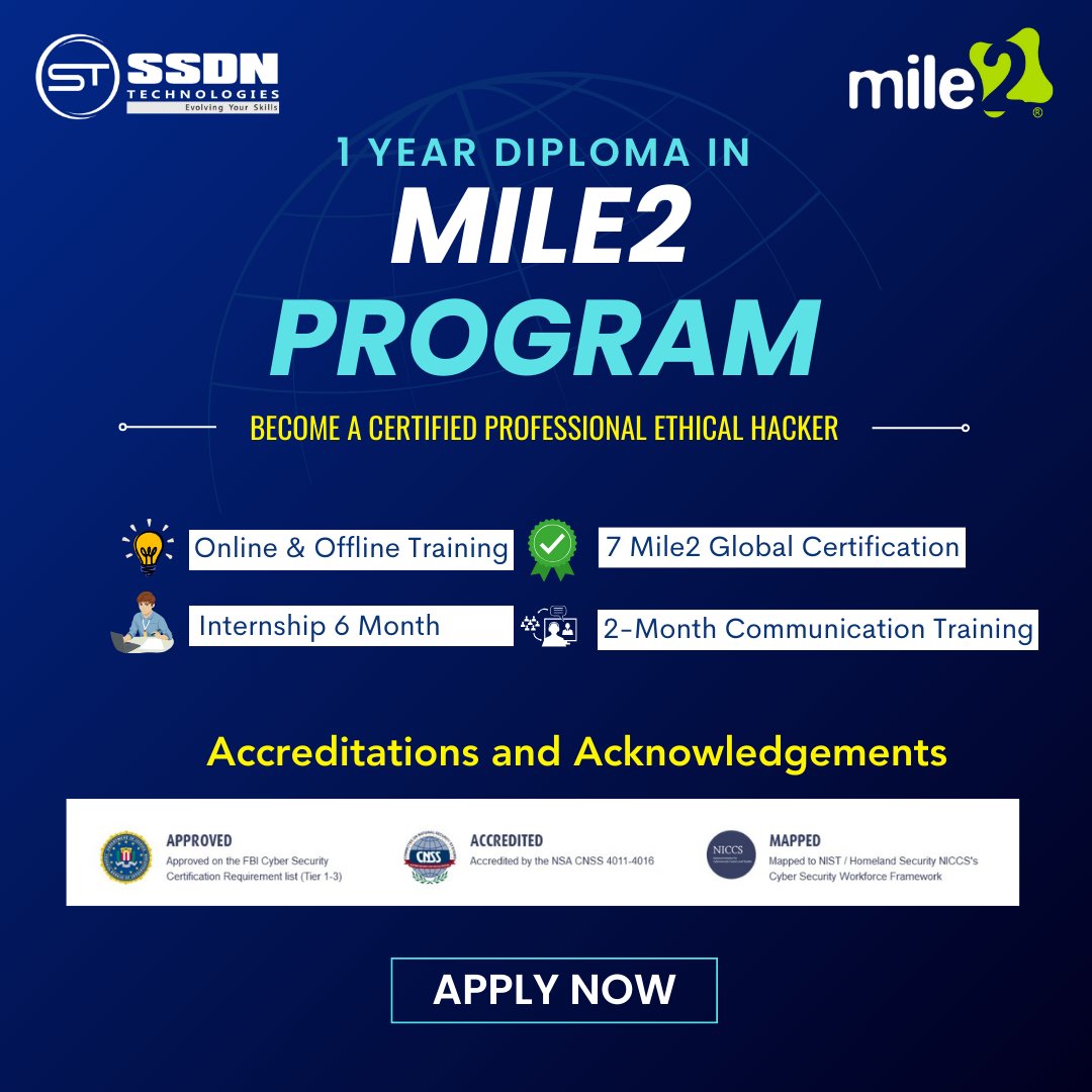 ssdntechnologie's tweet image. Jion now : bit.ly/3SZklYA
Whatsapp Us : bit.ly/ssdntech-whats…

#Mile2Training #Mile2Diploma #CybersecurityCertification #ITSecurity #DiplomaProgram #ssdntechnologies