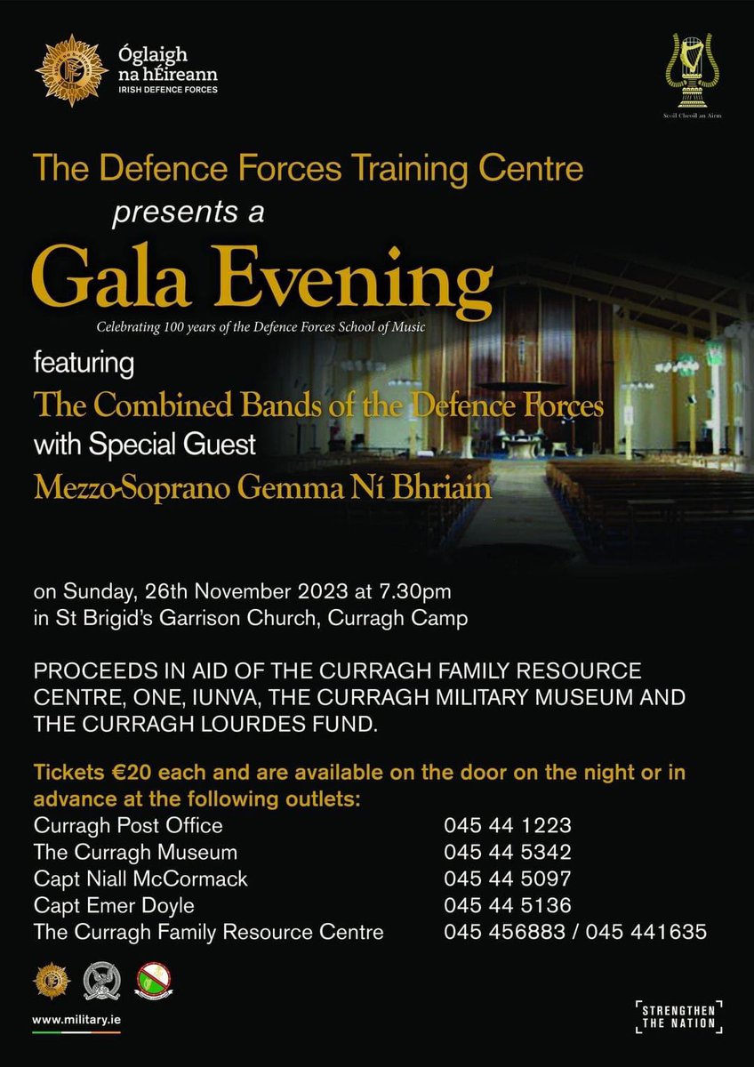 Gemma Ní Bhriain (@gemmanb) on Twitter photo Looking forward to this concert tomorrow with with the <a href="/DFSMIreland/">Defence Forces School of Music (Ireland)</a>
Tickets are available at the door and the concert begins at 19:30 🎶
<a href="/defenceforces/">Óglaigh na hÉireann</a> Looking forward to this concert tomorrow with with the <a href="/DFSMIreland/">Defence Forces School of Music (Ireland)</a>
Tickets are available at the door and the concert begins at 19:30 🎶
<a href="/defenceforces/">Óglaigh na hÉireann</a>