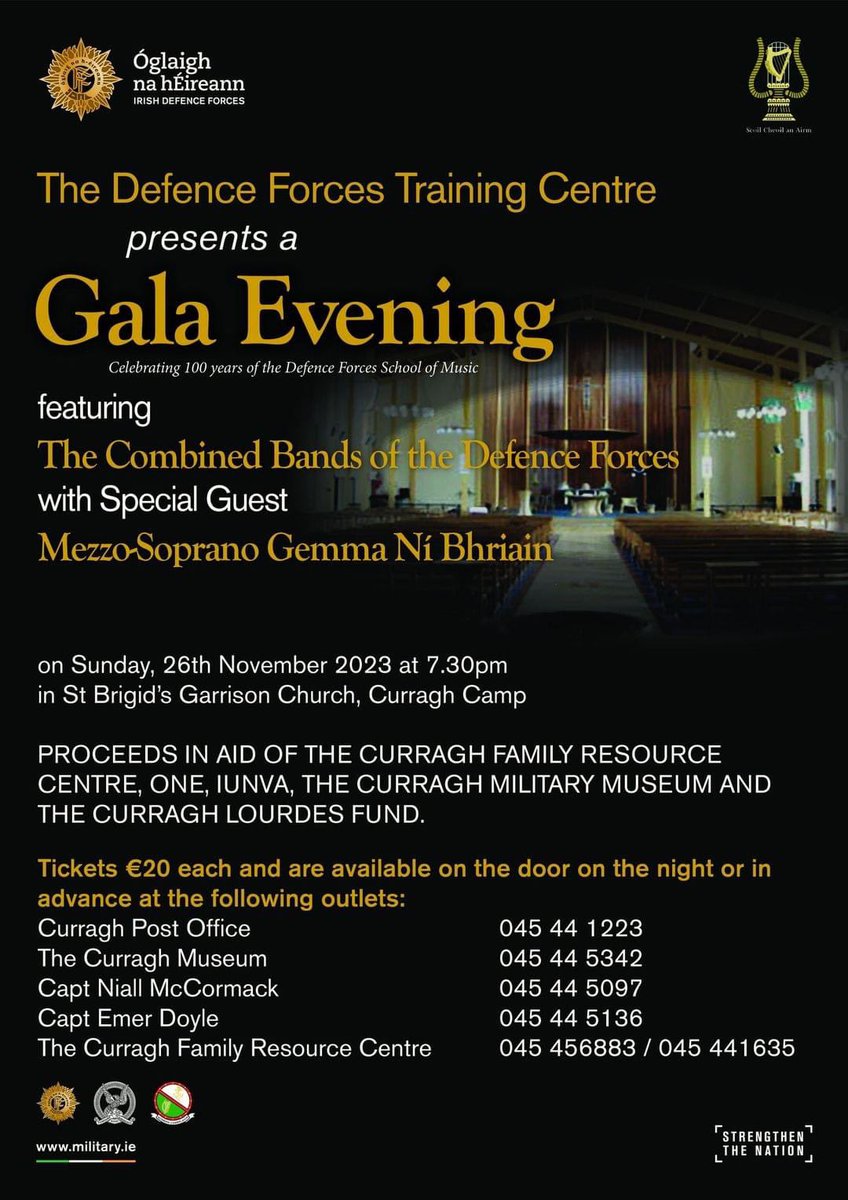 Looking forward to this concert tomorrow with with the @DFSMIreland Tickets are available at the door and the concert begins at 19:30 🎶 @defenceforces