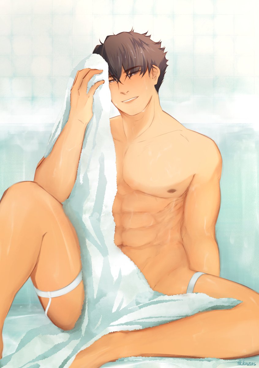tkkazus's tweet photo. wahoo here's my wet kazuma for the @TGAAPinupZine :] https://t.co/I5D1n0Gols