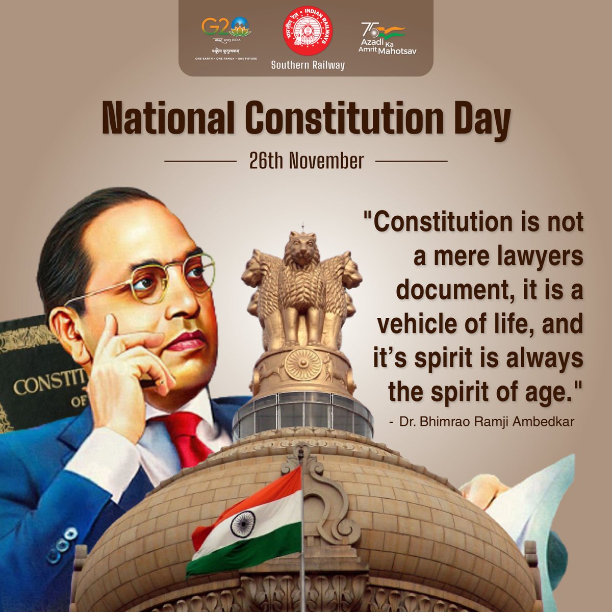 drm_tvc's tweet photo. On #NationalConstitutionDay, let's delve into the essence of our guiding document. A reminder that the strength of a nation lies in the wisdom of its constitutional framework. Reflecting on principles that  pave the path for a just society. 📜🇮🇳 #ConstitutionDay https://t.co/4bqJz0vA6V