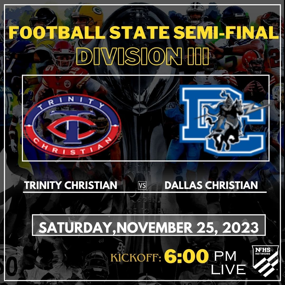 black_radio's tweet photo. Trinity Christian 🆚 Dallas Christian
🗓️ Saturday,Nov 25, 2023
⏰ 6p.m
📽️ Livestream: https://t.co/Z6UMRZhrZA 
TAPPS 2023 Football State Semi-Final - Division III
@HubCityPrepsLBK @RandyRosetta
@TCSLionFootball @323Lions
@TCSLubbock @hurdle4Him @DCSChargers https://t.co/BBBSobm1OF