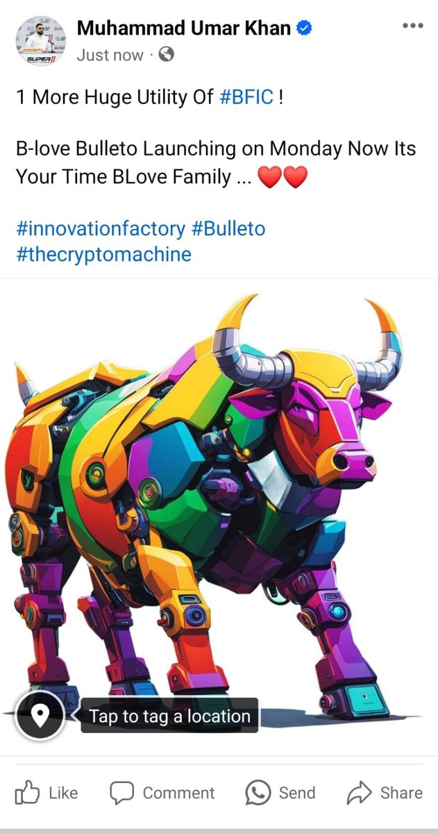 1 More Huge Utility Of #BFIC ! 

B-love Bulleto Launching on Monday Now Its Your Time BLove Family ... ❤️❤️

#innovationfactory #Bulleto #thecryptomachine