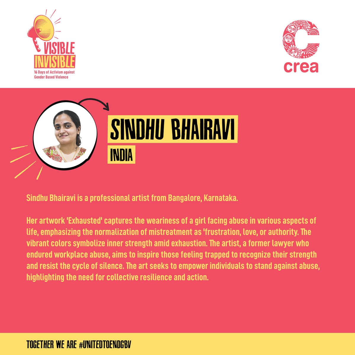 ThinkCREA's tweet photo. Through the Eyes of 16 Diverse Artists
#16DaysofArtivism 
Meet the artist Sindhu Bhairavi (@thesarangii) https://t.co/wqLXQLeJj4