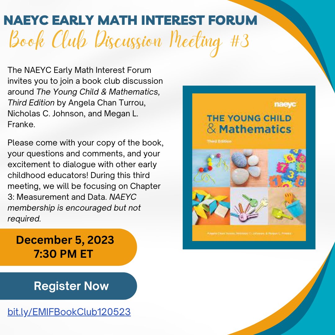 Join us for our next book club meeting on 12/5/23 as we discuss measurement and data! Register at bit.ly/EMIFBookClub12….  #ecemath #earlymath @NAEYC