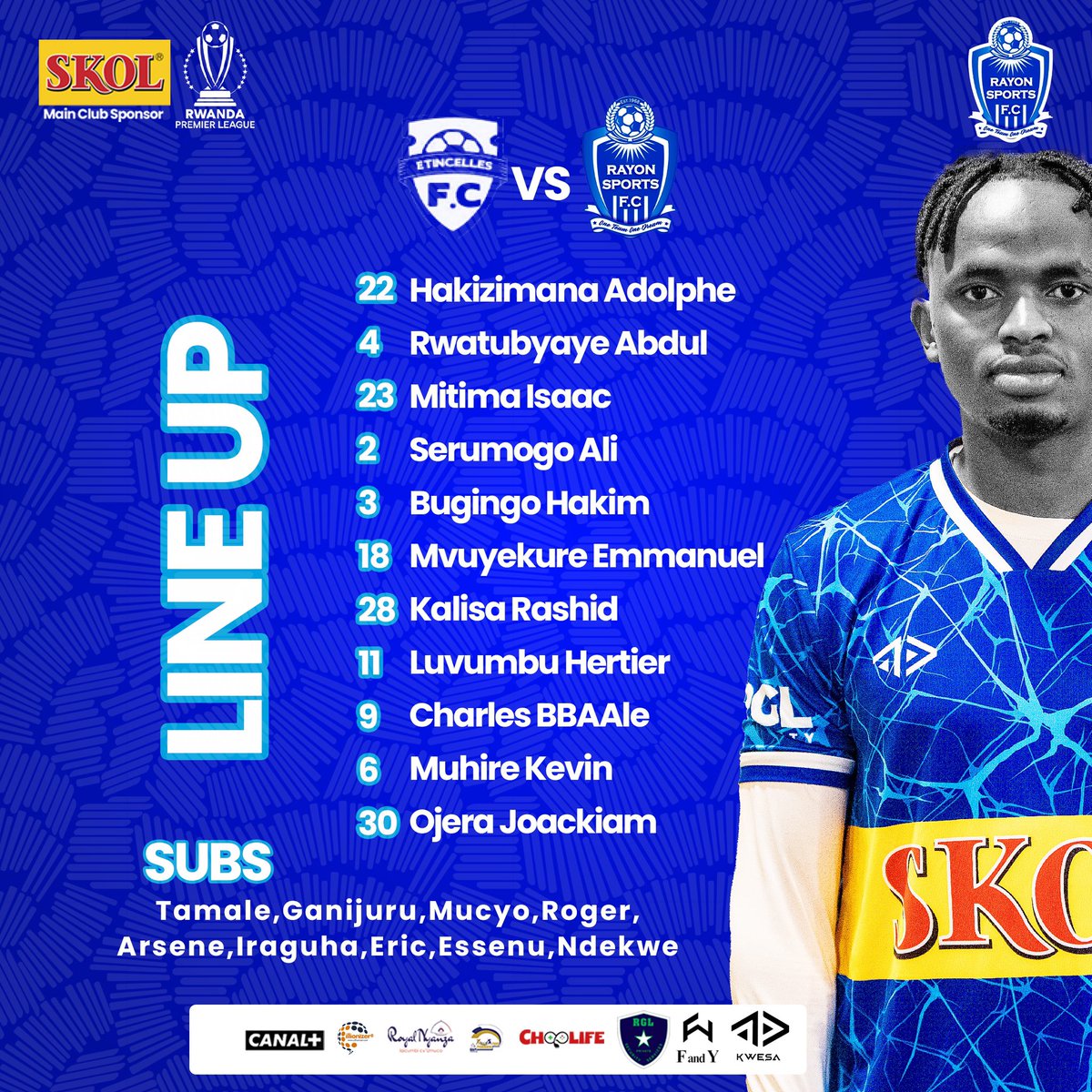rayon_sports's tweet photo. #PNL #ETRAY

Here is Line Up of our today’s warriors 

#Gikundiro https://t.co/rMMXyDjz4U