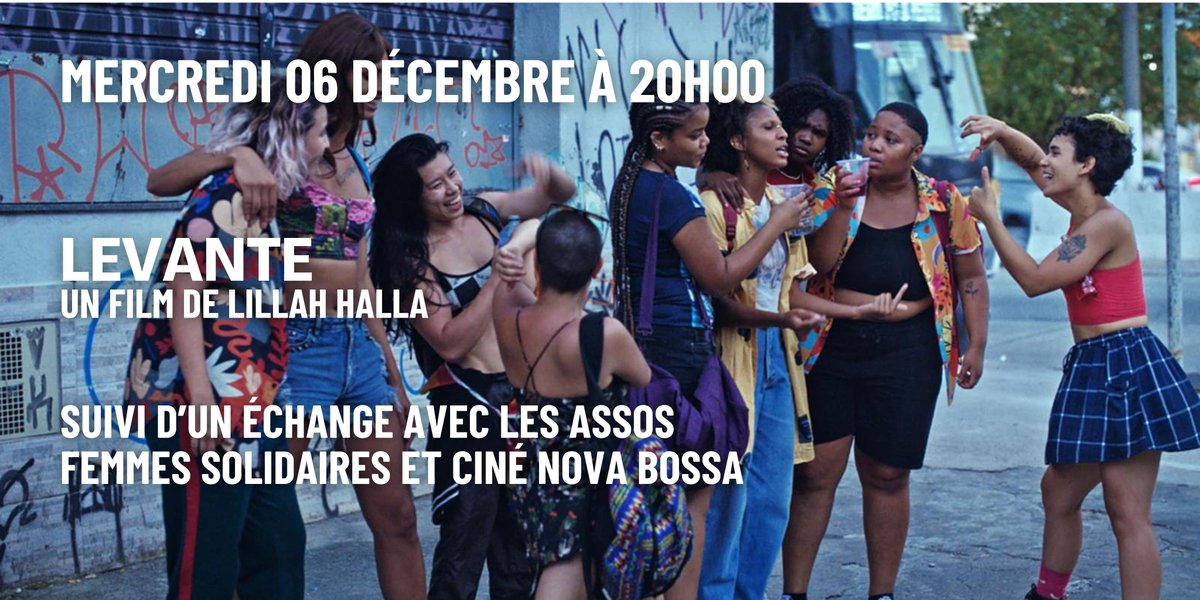 ✨Mercredi 06 Décembre à 20H00, la projection du film LEVANTE de Lillah Halla sera suivie d'une échange avec les assos Femmes Solidaires et Ciné Nova Bossa !

🎟️Billetterie en ligne : parisstandredesarts.cine.boutique
Cartes UGC illimitées, cartes CIP et ciné-pass Gaumont-Pathé acceptés !
