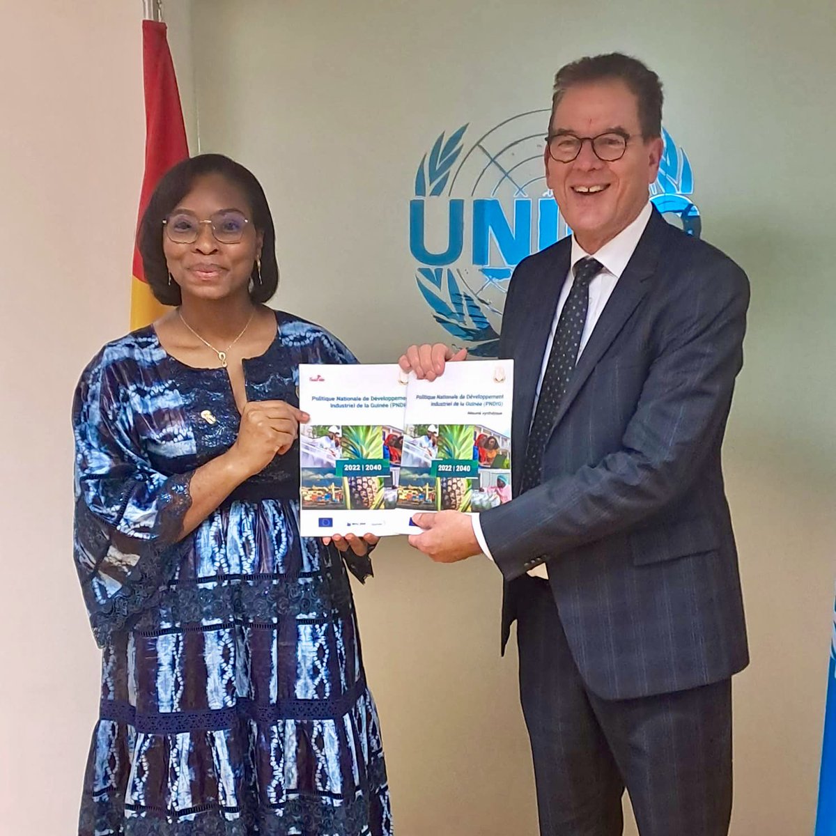 DGgerdmueller's tweet photo. Pleasure to meet @rppola. Discussed how @UNIDO can support Guinea with agro value-chain development &amp; in greening the minerals sector. Bauxite&amp;small-scale gold mining supports many livelihoods &amp; we can help with implementation of standards &amp; sustainable development of the sector https://t.co/YMMR48hEsv