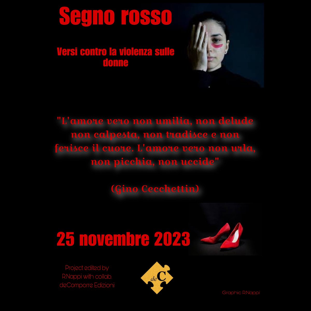 “Segno rosso” - poesie contro la violenza sulle donne

gaetanews24.it/news/segno-ros…

#25Novembre #poesie #ViolenceAgainstWomen #StopViolence #segnorosso #donne #versi #ritanappi #decomporreedizioni