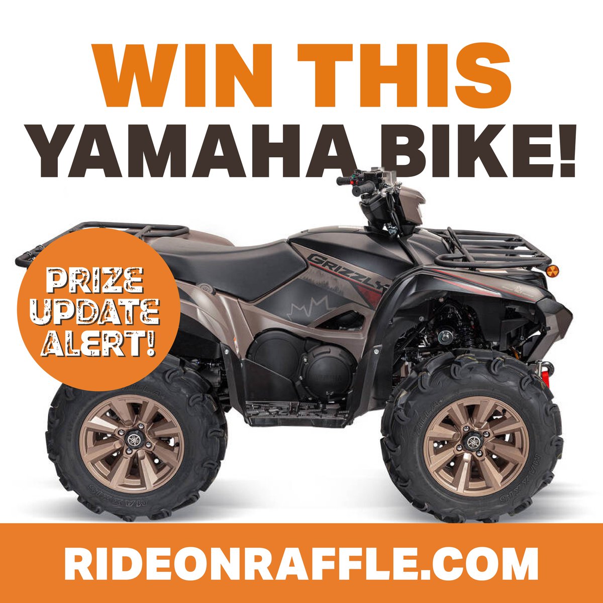 OFATV's tweet photo. Have you heard? The Rev Up to RideON Grand prize has just been upgraded to a 2024 Grizzly EPS SE, valued at $15,000! To buy tickets, check out the full prize list, and view the rules, visit: https://t.co/y0iupCp26S. #Revuptoride #Wintherightway #OFATV #QuadON https://t.co/YA267wz4GG