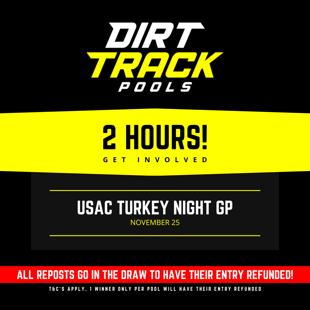 DirtTrackPools's tweet photo. 🚨 2 HOURS! 🚨

The USAC Turkey Night GP kicks off TONIGHT at 6:30pm EST, with a massive night of 50+ USAC National Midgets at California's Ventura Raceway!

$30 ENTRY FEE

RETWEETS GO IN THE DRAW TO BE REFUNDED!

USAC Turkey Night GP👇
https://t.co/U63gs8C12u https://t.co/TUcpudQgP5
