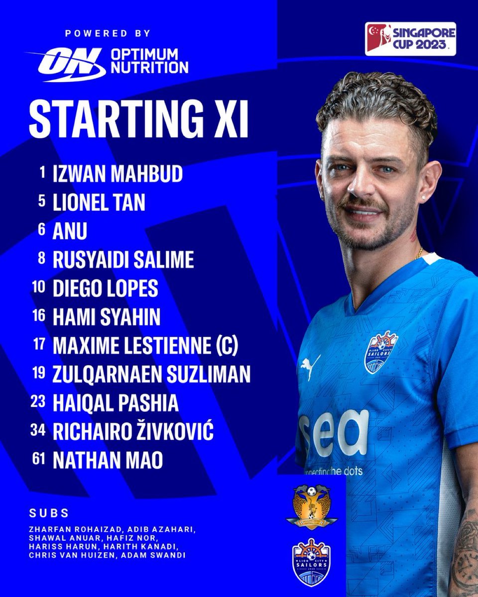 ⚓️ Team News

Our freshly-minted Player of the Year Maxime Lestienne skippers a much-changed Sailors lineup tonight, with Rusyaidi Salime given his first-ever Sailors start! 🙌

#whiteblueandbold #lioncitysailors #SGCup #HOULCS