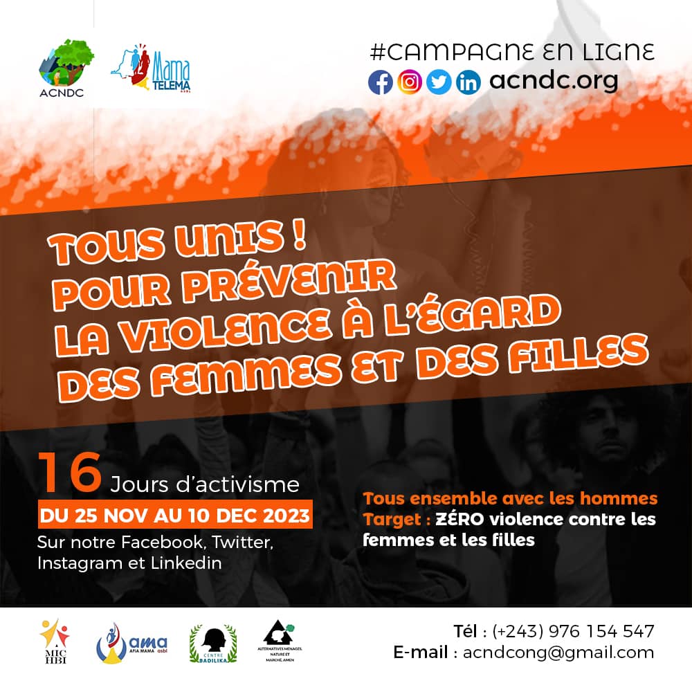 #16joursdactivisme

'#Targt Zéro violence contre les femmes et jeunes filles'
#Zérotargetdesviolences
#lapportdeshommes
#NosVoixComptent
#Afiamama
#ACNDC
#CoalitionBeijing25+RDC
#crispinengena
#Globalfundforwomen
@CentreBadilika 
@Hellodada122023