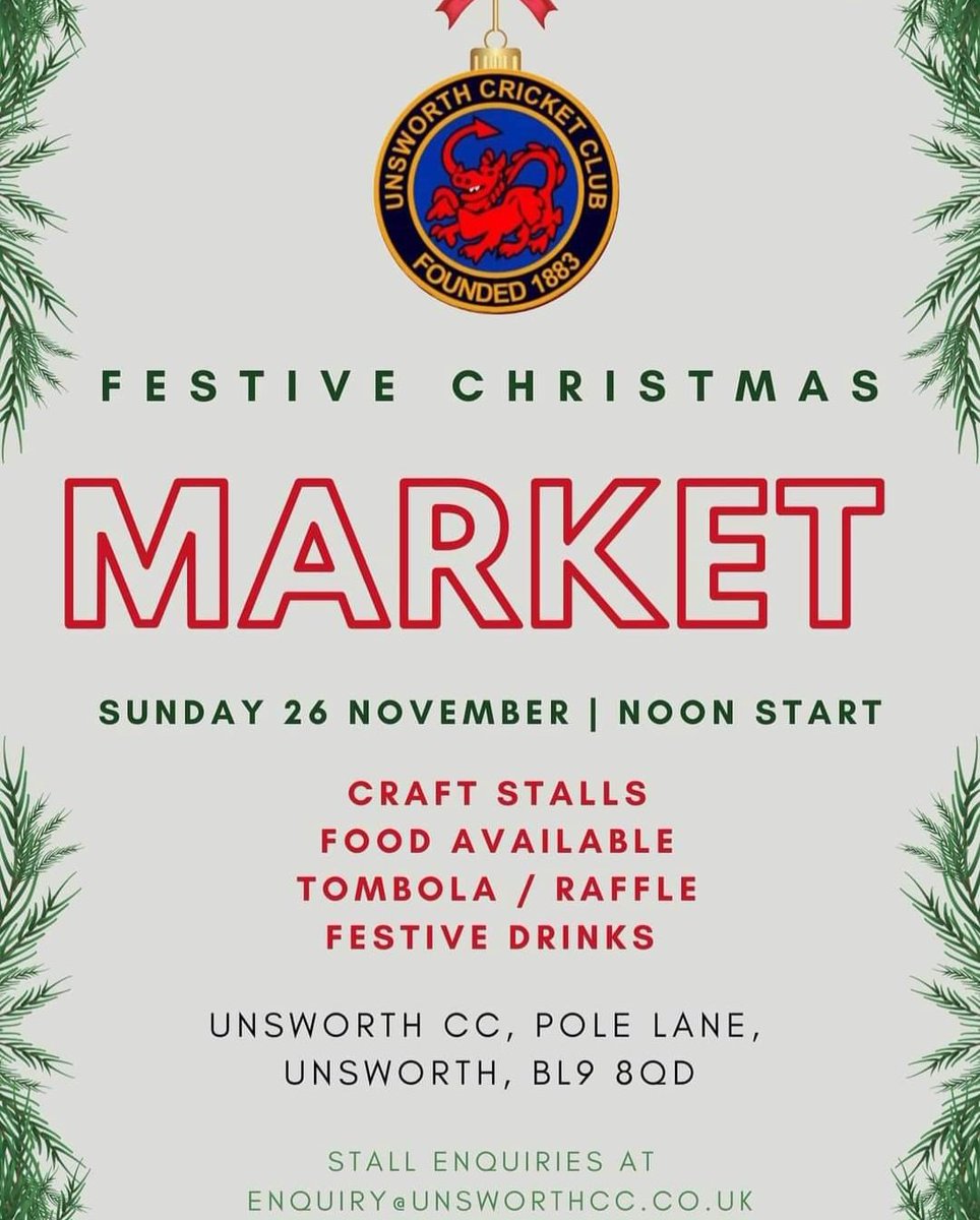 Don't forget to get yourselves down to <a href="/Unsworth_CC/">Unsworth Cricket</a> tomorrow. You get get some Chrissy presents!