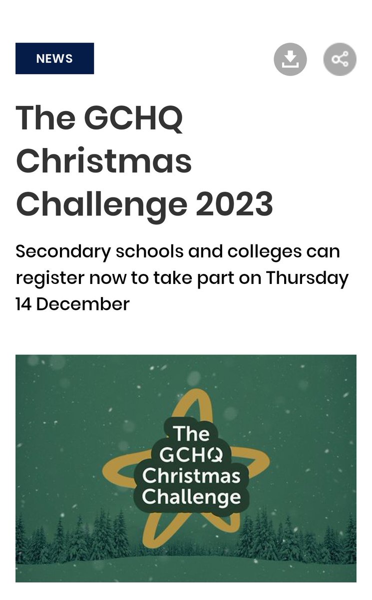 Sarah (@craftycomputing) on Twitter photo Registration is now open for the 2023 <a href="/GCHQ/">GCHQ</a> Christmas challenge for schools. gchq.gov.uk/news/schoolsxm… <a href="/CyberFirstNE/">Cyber First North East</a> @NCCENorthEast <a href="/jcscollege/">JCS College</a> <a href="/BedeAcademy/">Bede Academy</a> <a href="/NEF_UTC/">info@nefuturesutc.co.uk</a> <a href="/DykeHouse/">🌈NET Dyke House Academy</a> <a href="/SciFram/">FramCompSci</a> @ComputingHubNE @ComputingHubTVR Registration is now open for the 2023 <a href="/GCHQ/">GCHQ</a> Christmas challenge for schools. gchq.gov.uk/news/schoolsxm… <a href="/CyberFirstNE/">Cyber First North East</a> @NCCENorthEast <a href="/jcscollege/">JCS College</a> <a href="/BedeAcademy/">Bede Academy</a> <a href="/NEF_UTC/">info@nefuturesutc.co.uk</a> <a href="/DykeHouse/">🌈NET Dyke House Academy</a> <a href="/SciFram/">FramCompSci</a> @ComputingHubNE @ComputingHubTVR