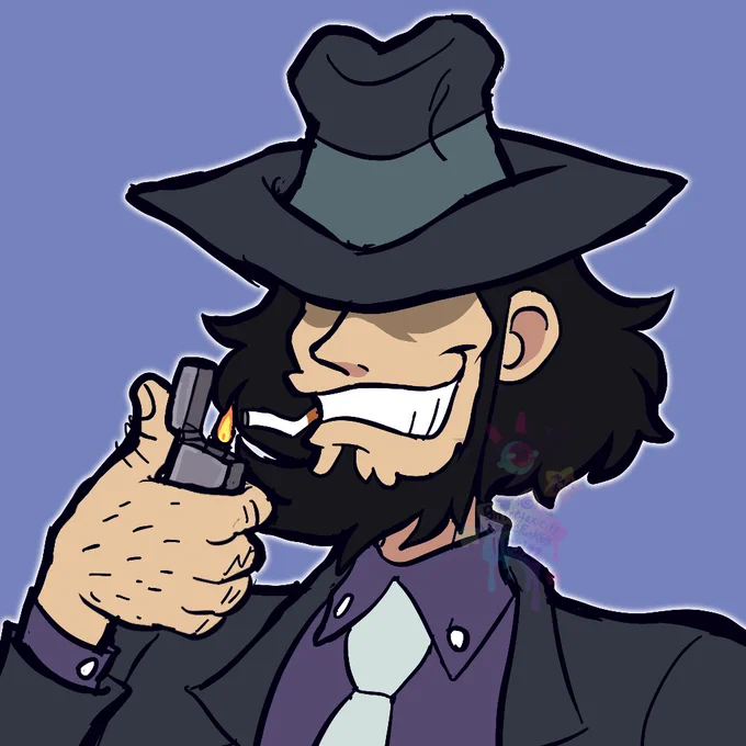 Been thinking of Jigen againHere's a rough colored sketch of him >p< 