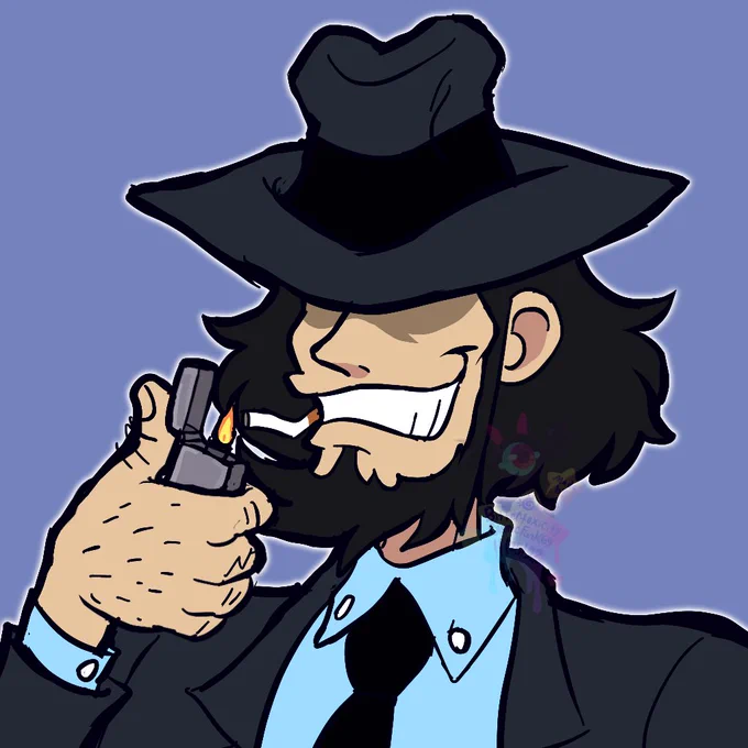 Been thinking of Jigen againHere's a rough colored sketch of him >p< 