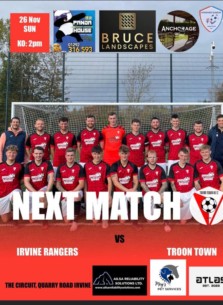 Back to league action as we travel away to <a href="/IrvRangersAFC/">Irvine Rangers AFC</a> 

Will be a tough fixture but the boys are looking forward to it 

🔴⚫️